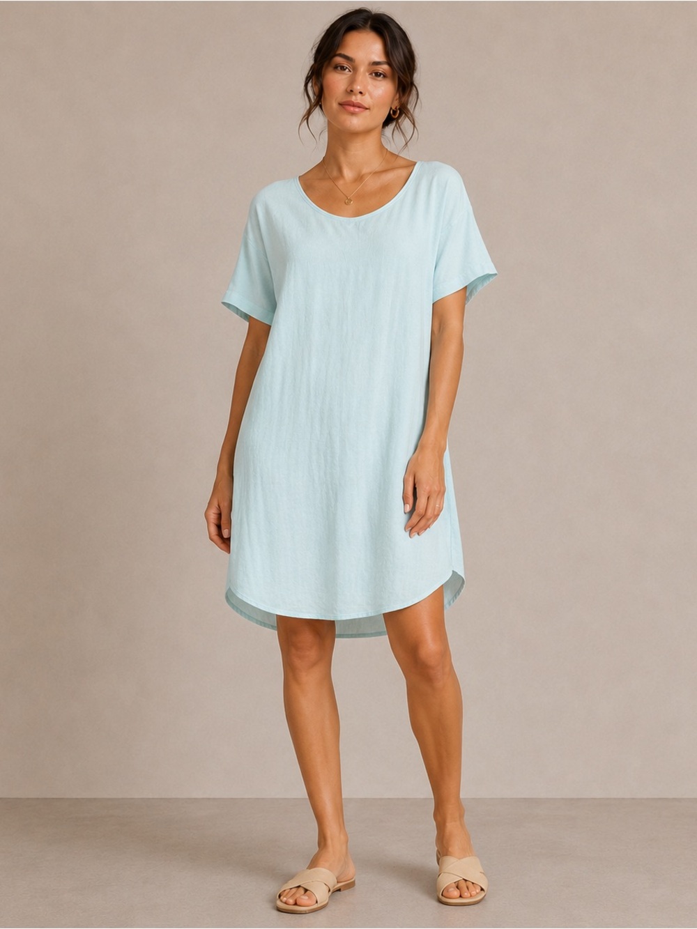 New Wilfred Free Teigen Dress Pure Sz Med Lightweight Crew Neck Summer Casual